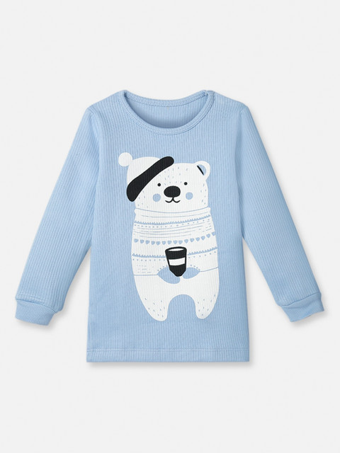 

You Got Plan B Kids Blue & White Printed Thermal Top