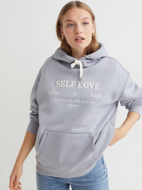 

H&M Women Blue Printed Hoodie
