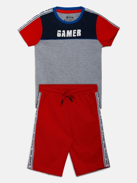 

3PIN Boys Red & Grey Printed T-shirt