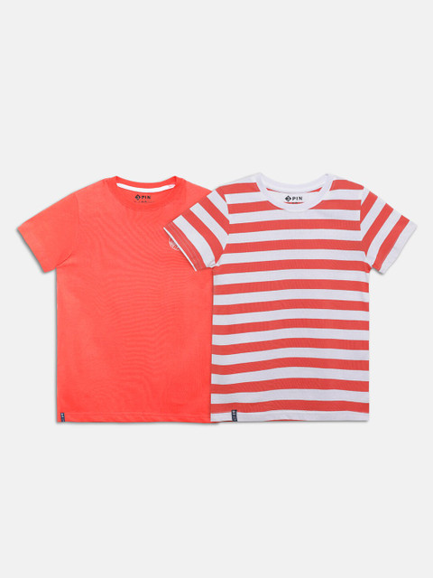 

3PIN Boys Pack Of 2 Red & White Striped T-shirt