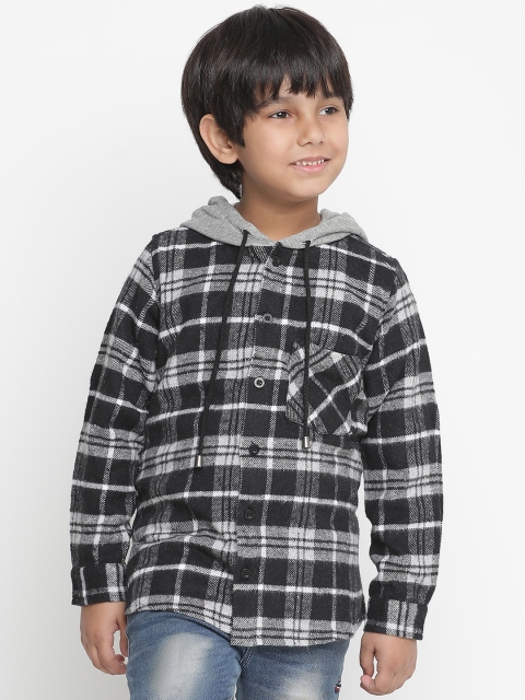 

Oxolloxo Boys Black Tartan Checks Opaque Checked Casual Shirt