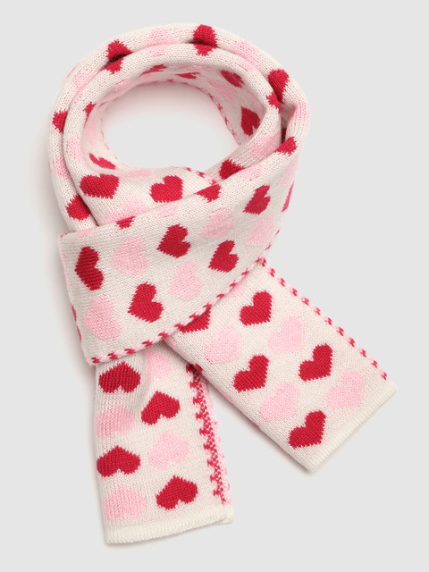

YK Girls Red & Pink Heart Self-Design Muffler