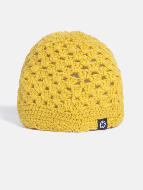 

YK Kids Mustard Yellow Self Design Beanie