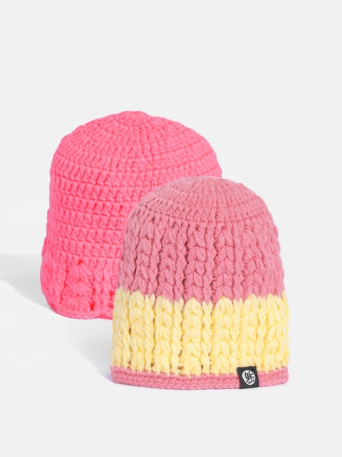 

YK Girls Pack of 2 Beanie, Pink