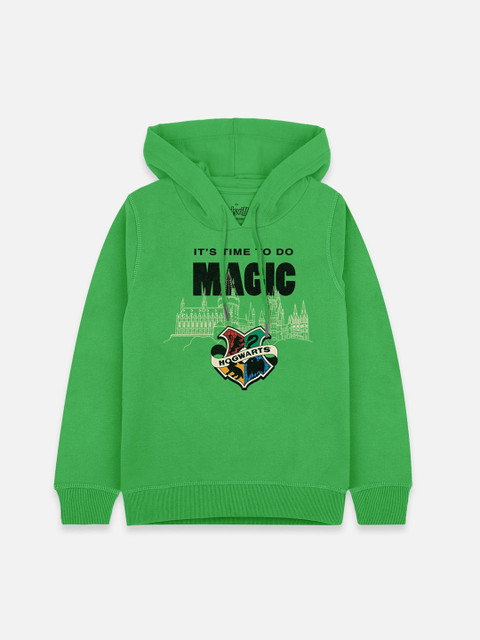 

Kids Ville Boys Green Harry Potter Printed Hooded Sweatshirt
