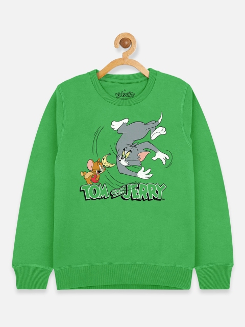 

Kids Ville Boys Green Tom & Jerry Printed Sweatshirt