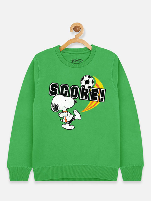 

Kids Ville Boys Green Peanuts Printed Sweatshirt