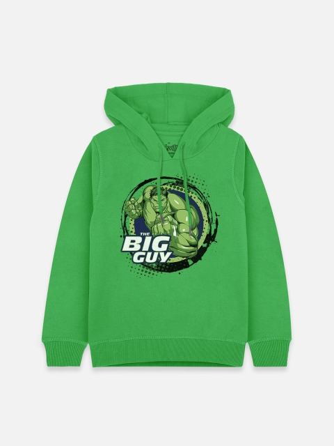 

Kids Ville Boys Green Hulk Printed Hooded Sweatshirt