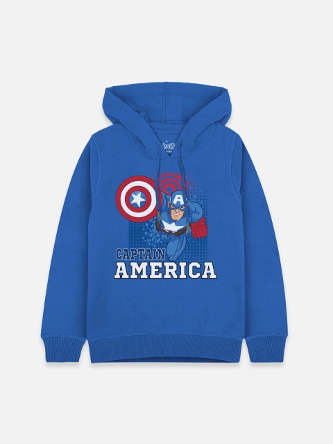 

Kids Ville Boys Blue Printed Hooded Captain America Sweatshirt