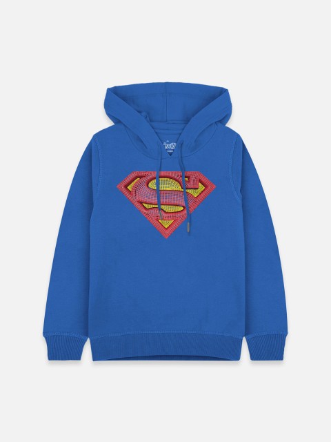 

Kids Ville Boys Blue Superman Printed Hooded Sweatshirt