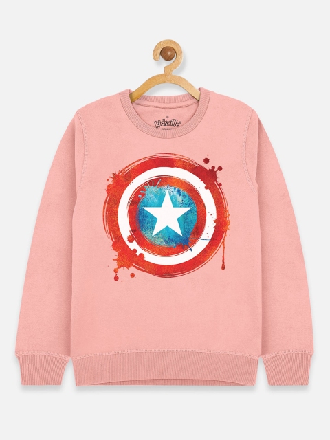 

Kids Ville Captain America Boys Pink Printed Sweatshirt