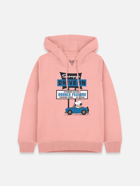 

Kids Ville Boys Pink Peanuts Printed Hooded Sweatshirt