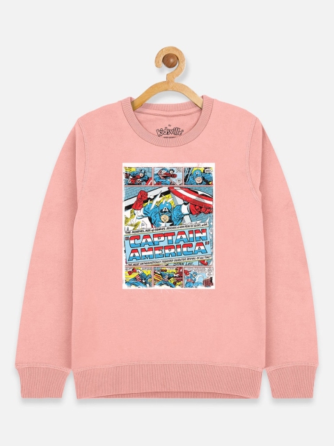 

Kids Ville Boys Pink Captain America Graphic Printed Sweatshirt