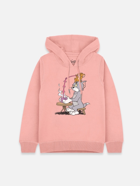 

Kids Ville Tom & Jerry Boys Pink Printed Hooded Sweatshirt