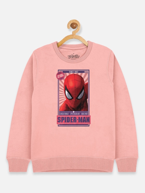 

Kids Ville Boys Pink Spiderman Printed Sweatshirt