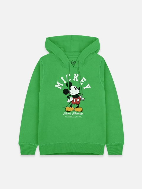 

Kids Ville Mickey & Friends Boys Green Printed Hooded Sweatshirt