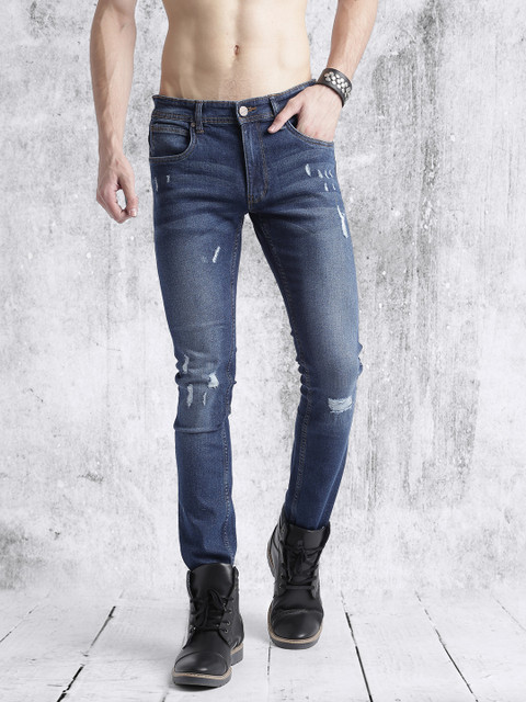 

Roadster Blue Mid-Rise Highly Distressed Jeans