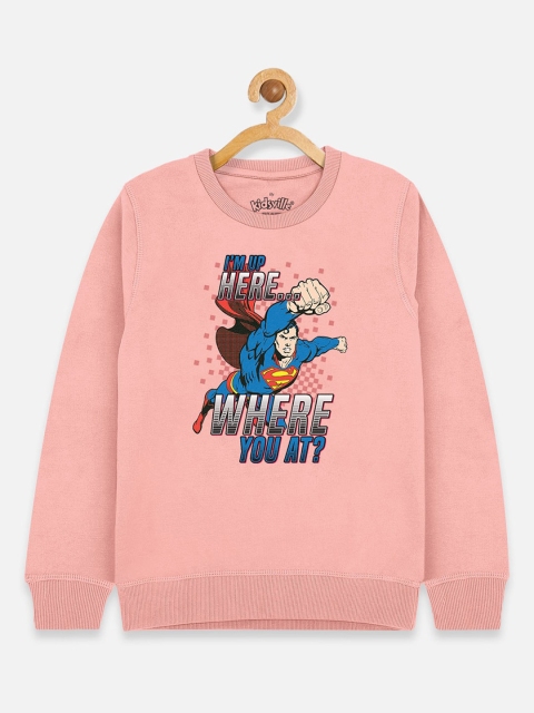 

Kids Ville Boys Pink Superman Printed Sweatshirt