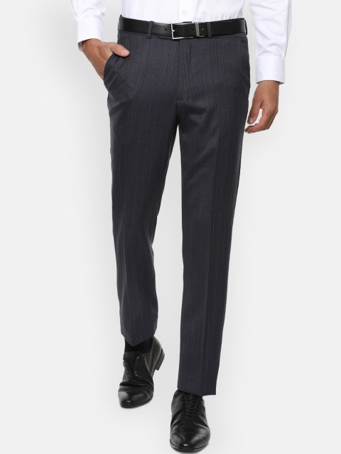 

Luxure by Louis Philippe Men Black Striped Slim Fit Formal Trousers