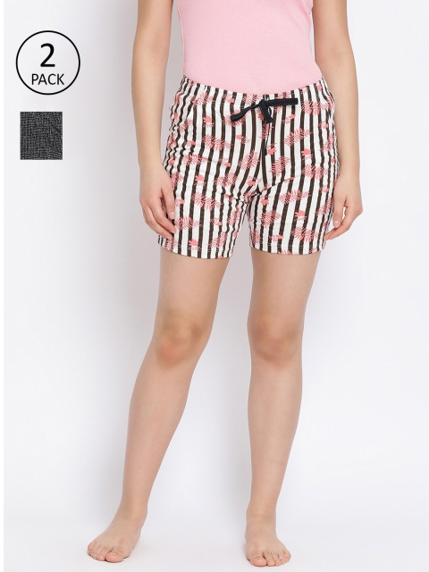 

LYRA Women Pack of 2 Printed Lounge Shorts, Black