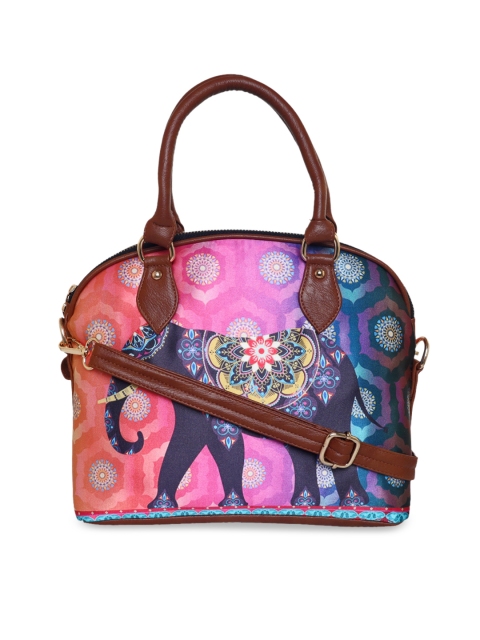 

All Things Sundar Pink Printed Structured Handheld Bag