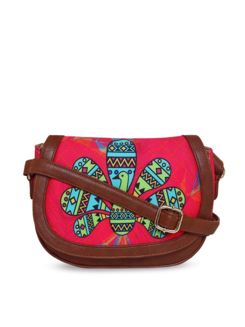 

All Things Sundar Pink Printed Structured Sling Bag