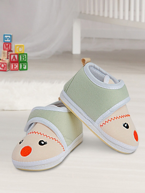 

Baby Moo Infants Kids Beige & White Printed Booties