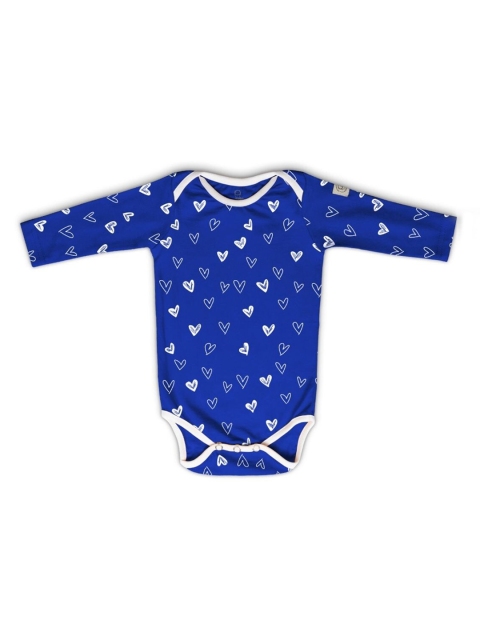 

Cuddles for Cubs Infant Kids Blue & White Printed Cotton Bodysuit