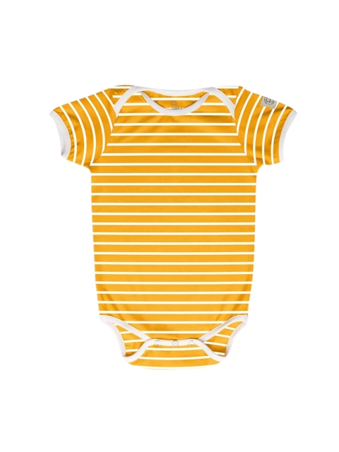 

Cuddles for Cubs Infant Kids Yellow & White Striped Cotton Bodysuit