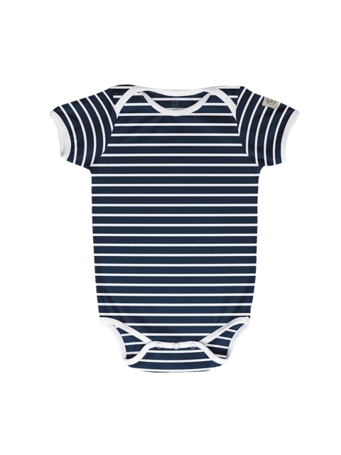 

Cuddles for Cubs Infant Kids Navy Blue & White Striped Cotton Bodysuit