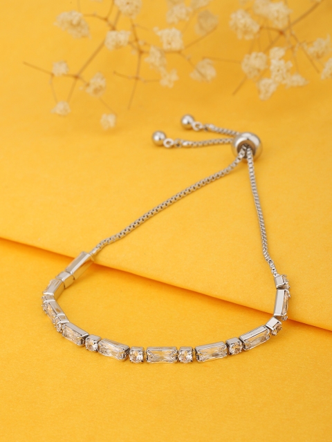 

Carlton London Women Silver-Toned Rhodium-Plated Cubic Zirconia Handcrafted Bracelet