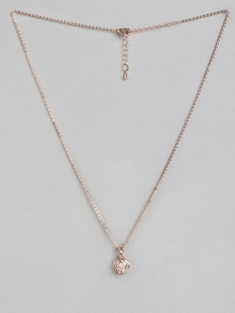 

Carlton London White Gold Plated CZ Studded Handcrafted Circular Pendant With Chain