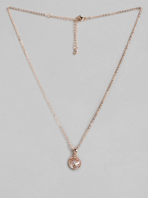 

Carlton London White Gold Plated CZ Studded Handcrafted Circular Pendant With Chain