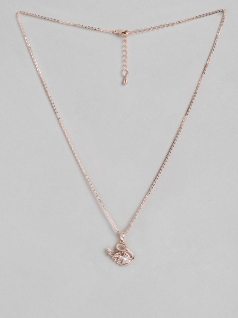 

Carlton London White Gold Plated CZ Studded Handcrafted Swan Pendant With Chain