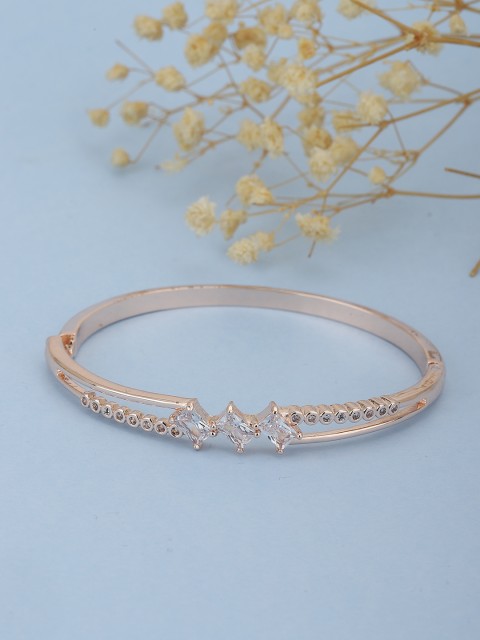 

Carlton London Rose Gold-Plated Cubic Zirconia-Studded Handcrafted Cuff Bracelet