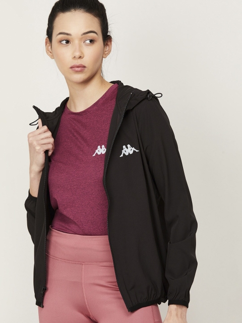 

Kappa Women Black Solid Hooded Sporty Jacket