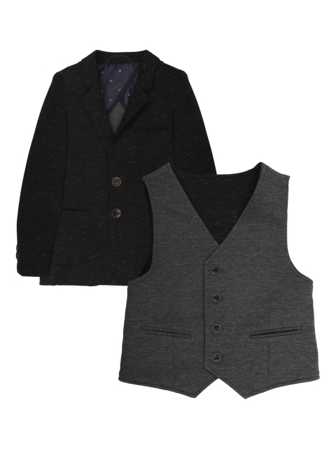 

Allen Solly Junior Boys Black Solid Blazer With Reversible Waistcoat