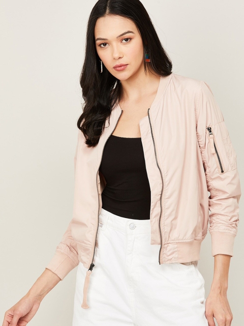 

Bossini Women Peach-Coloured Bomber Jacket