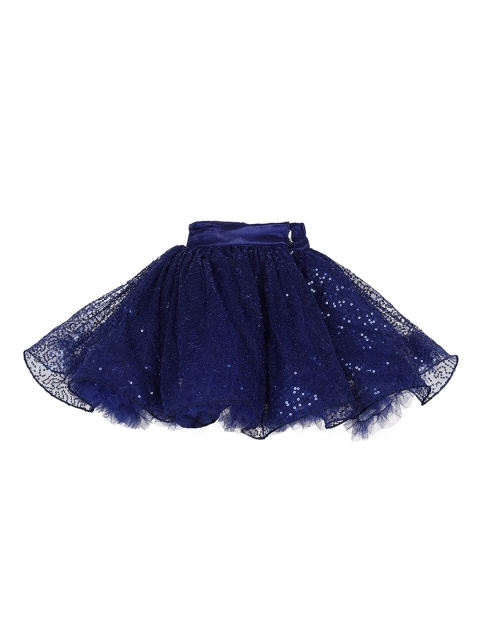 

Pink Chick Girls Navy Blue Sequins Embellished Flared Knee-Length Skirt
