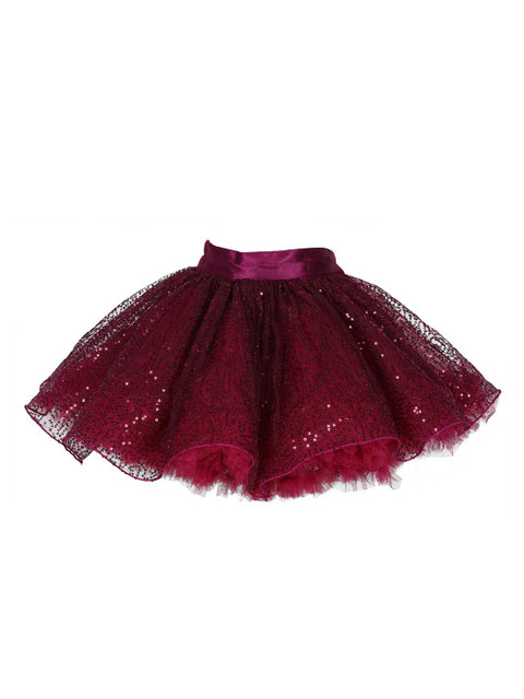 

Pink Chick Girls Maroon Embellished Flared Knee-Length Skirt