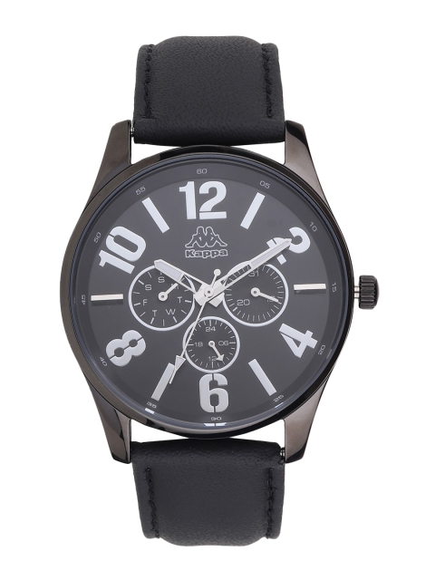 

Kappa Men Black Printed Dial & Black Leather Straps Analogue Watch KP-1420M-E-BK