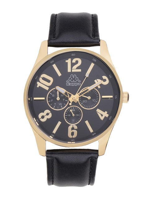 

Kappa Men Black Printed Dial & Black Leather Straps Analogue Watch KP-1420M-C-BK
