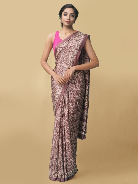 

Unnati Silks Women Brown Printed Crepe Art Silk Saree