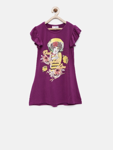 

Peppermint Girls Purple Printed Shift Dress