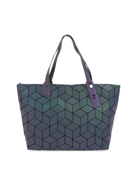

NUFA Green Geometric PU Structured Tote Bag
