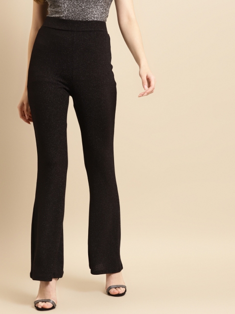 

COVER STORY Women Black Flared High-Rise Parallel Trousers