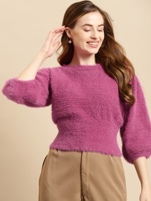 

COVER STORY Women Fuchsia Crop Cardigan