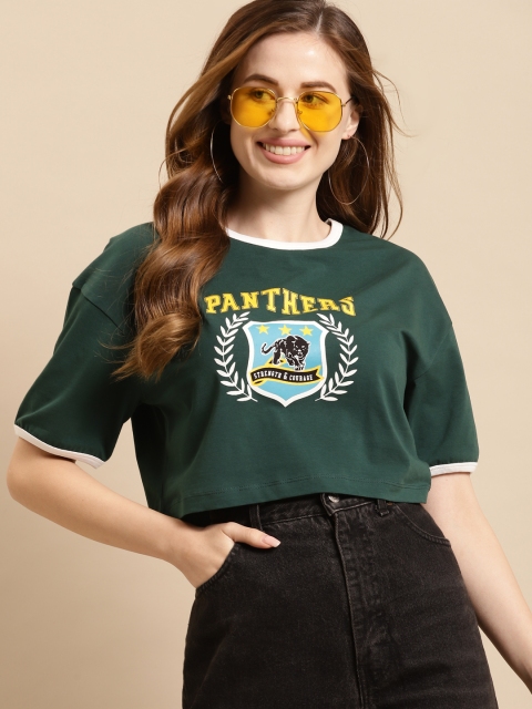 

COVER STORY Women Green Printed T-shirt