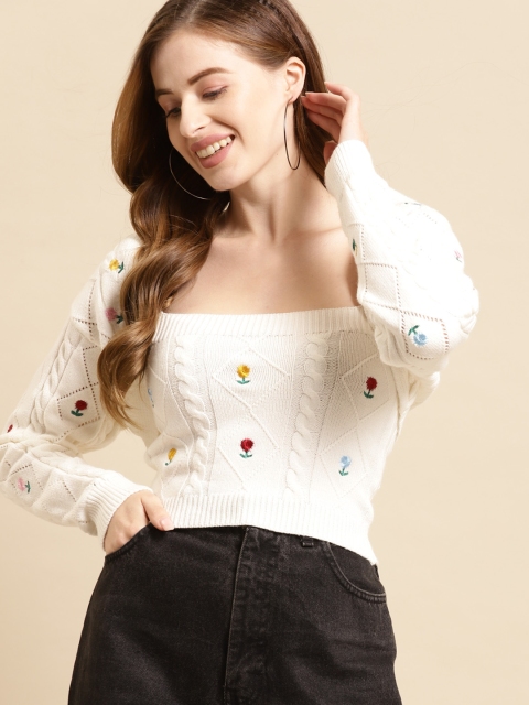 

COVER STORY Women White Crop Cardigan