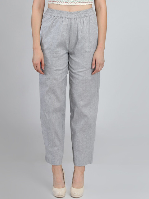 

DODO & MOA Women Grey Straight Fit Trousers